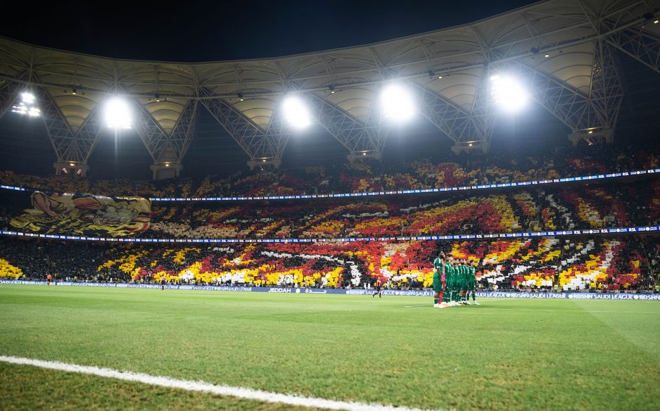 Al Ittihad fan tifo before derby v Al Ahli