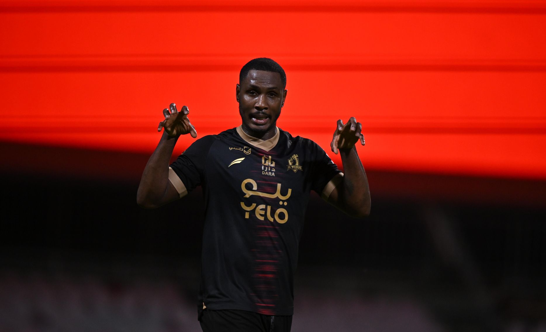 Odion Ighalo celebrates goal for Al Wehda v Al Raed