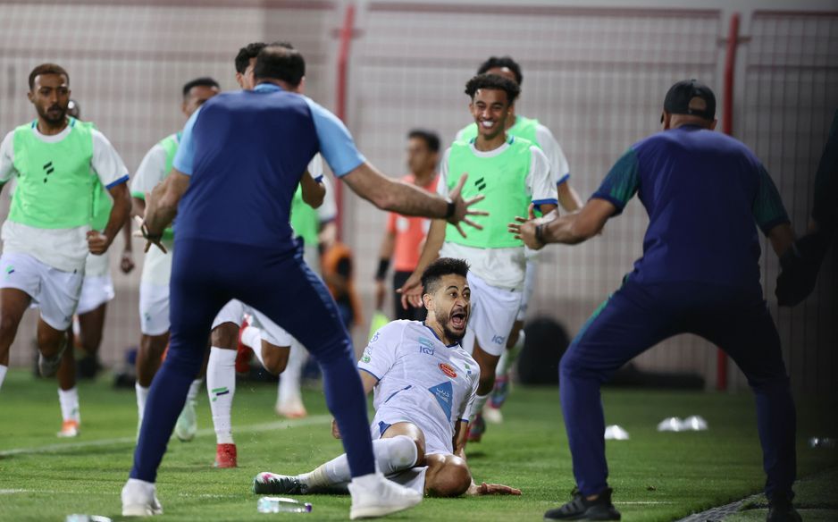 Mourad Batna scores the goal v Damac that keeps Al Fateh in RSL
