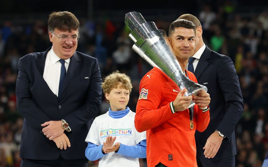 Portugal captain Cristiano Ronaldo with the UEFA Nations League trophy