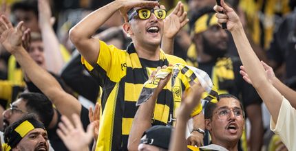 Al Ittihad fans during Sea Derby v Al Ahli
