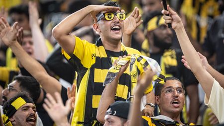 Al Ittihad fans during Sea Derby v Al Ahli
