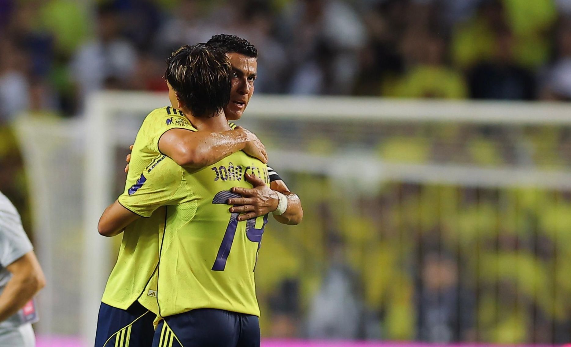 Cristiano Ronaldo and Joao Felix celebrate latter's goal in Saudi Super Cup semi-final win v Al Ittihad