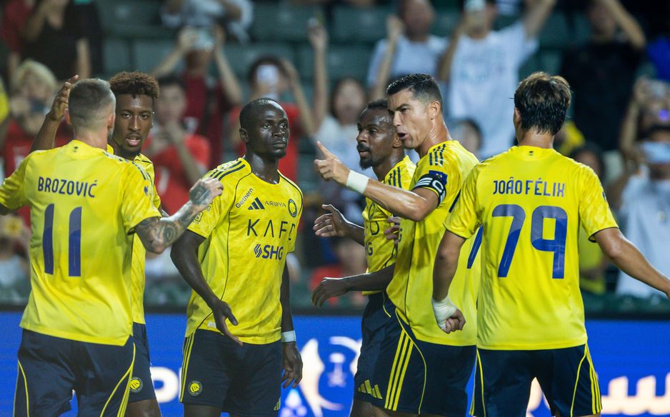 Al Nassr celebrate Sadio Mane's opener in Saudi Super Cup semi-final v Al Ittihad