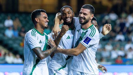 Ivan Toney (C) celebrates goal v Al Qadsiah in Saudi Super Cup semi-final