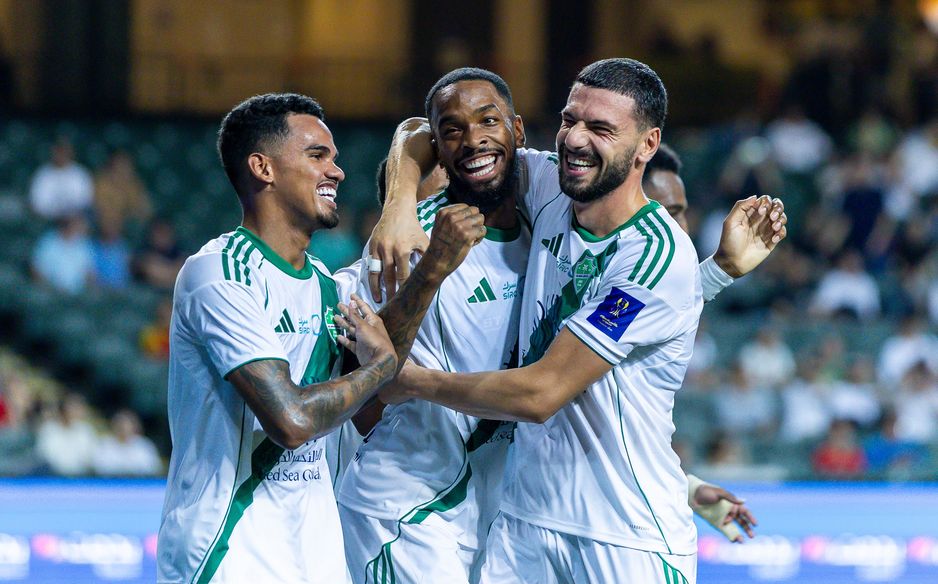 Ivan Toney (C) celebrates goal v Al Qadsiah in Saudi Super Cup semi-final