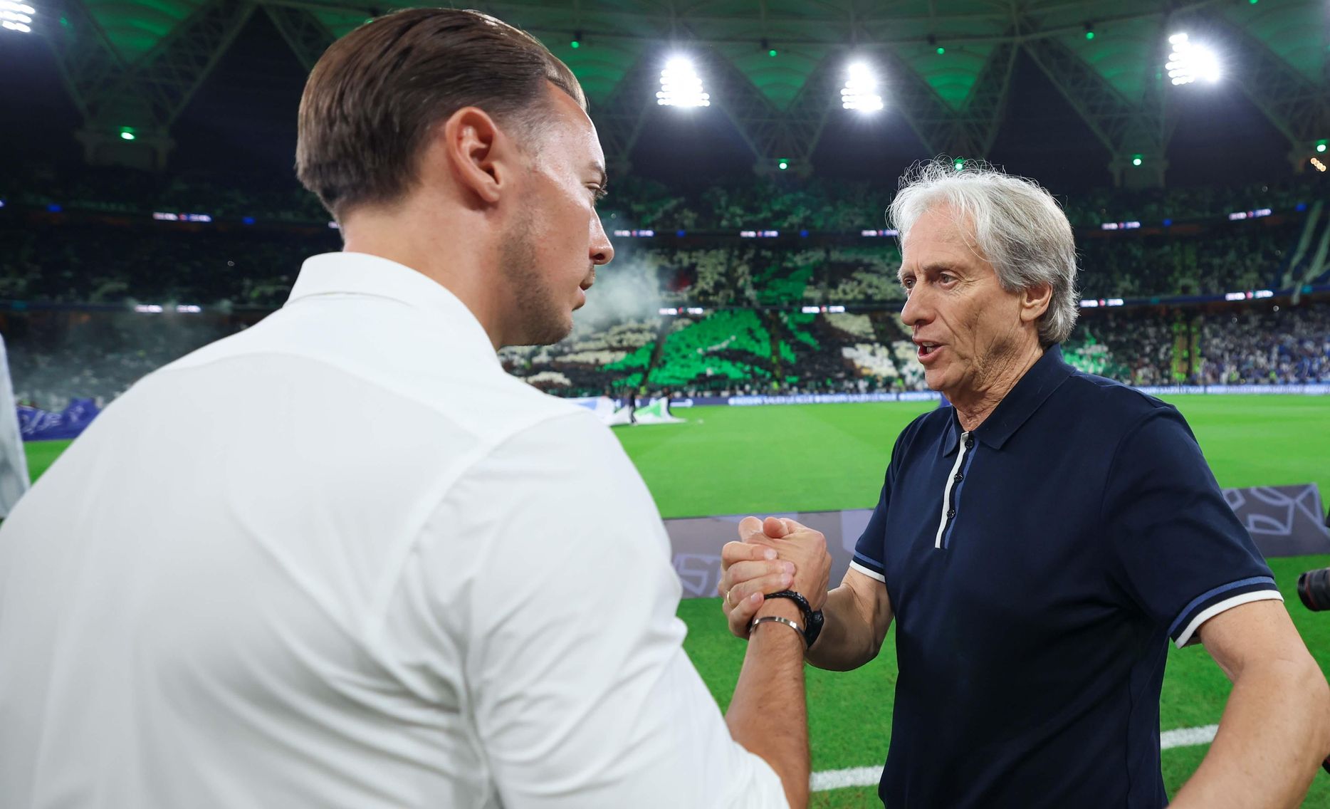 Rivals RSL managers Matthias Jaissle (L) and Jorge Jesus