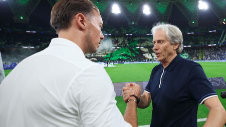 Rivals RSL managers Matthias Jaissle (L) and Jorge Jesus