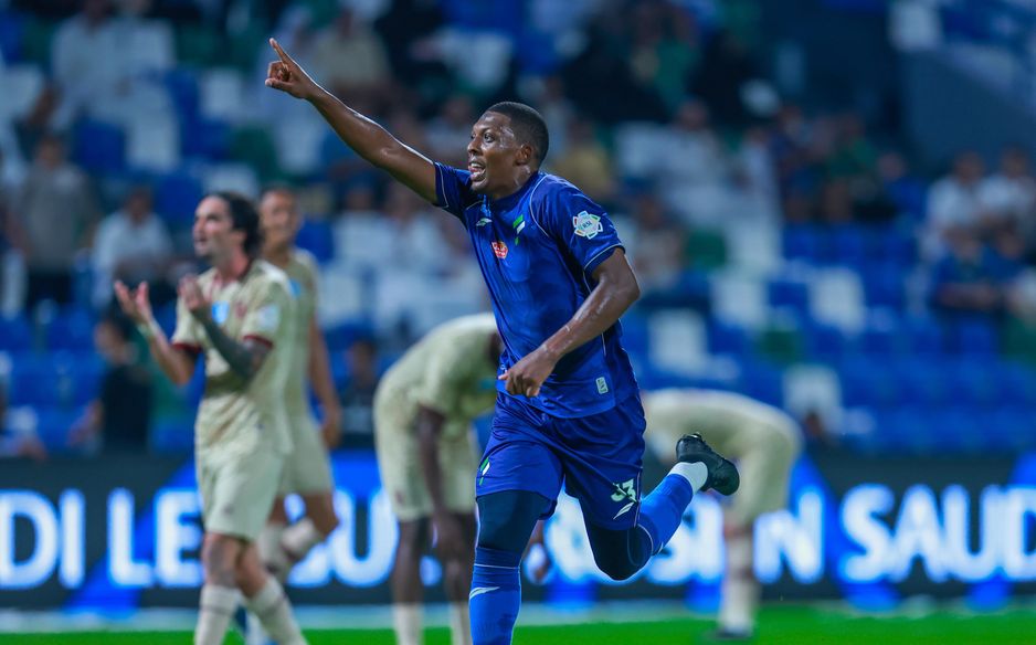 Al Fateh's Zaydou Youssouf scores to half deficit for Al Fateh v Fayha