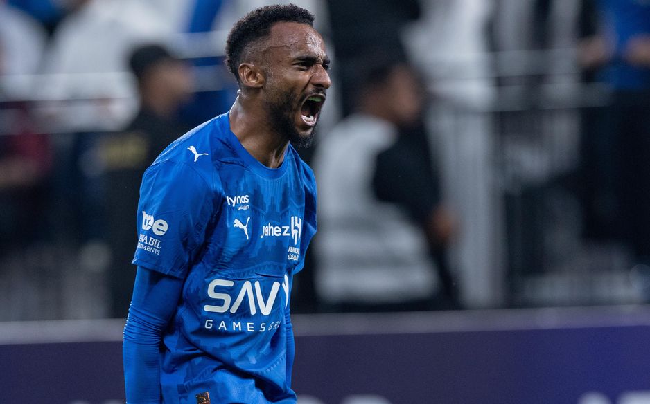 Al Hilal's Moteb Al Harbi celebrates his goal in the RSL opener v Al Riyadh