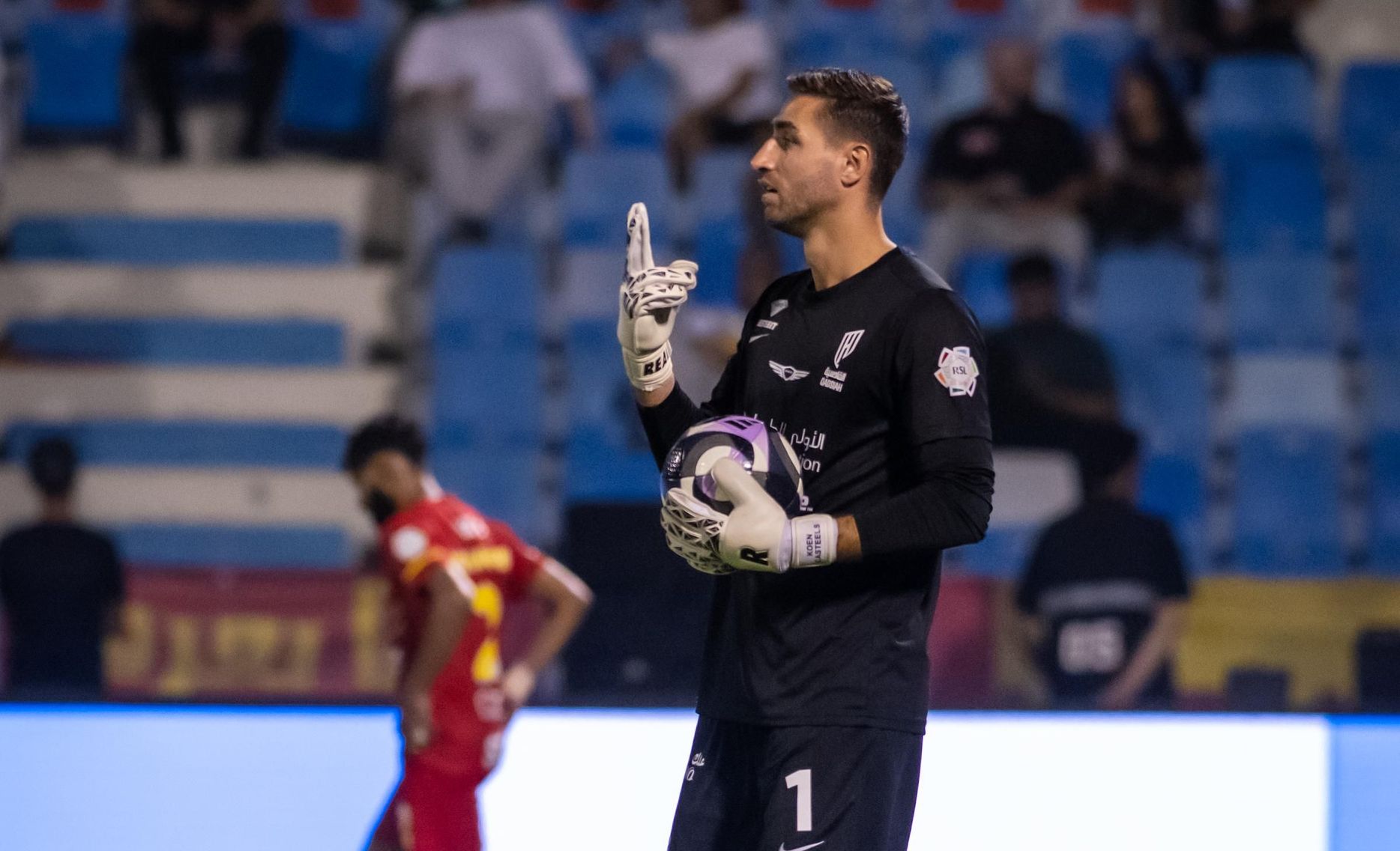 Al Qadsiah's Koen Casteels in action v Al Najmah