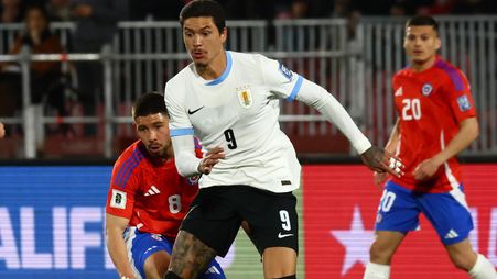 Al Hilal star Darwin Nunez in action for Uruguay v Chile in World Cup qualifying