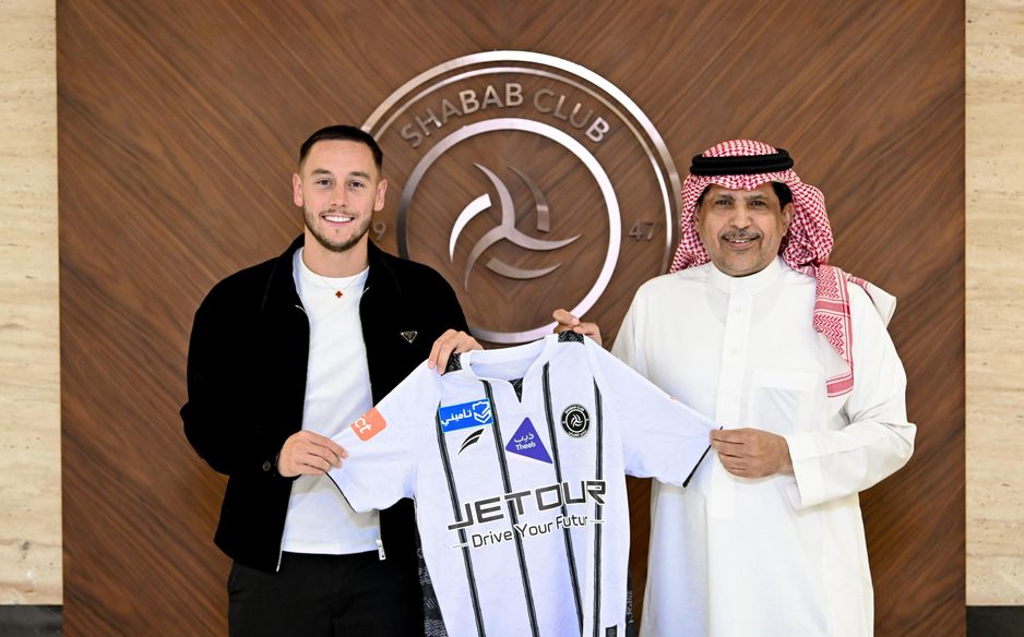 Former Burnley captain Josh Brownhill at the ceremonial signing with Al Shabab