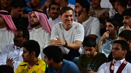 Al Kholood owner Ben Harburg in stands v Damac