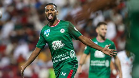 Al Ettifaq's Khalid Al Ghannam scores at Damac