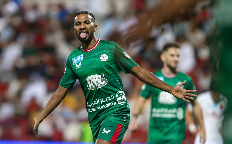 Al Ettifaq's Khalid Al Ghannam scores at Damac
