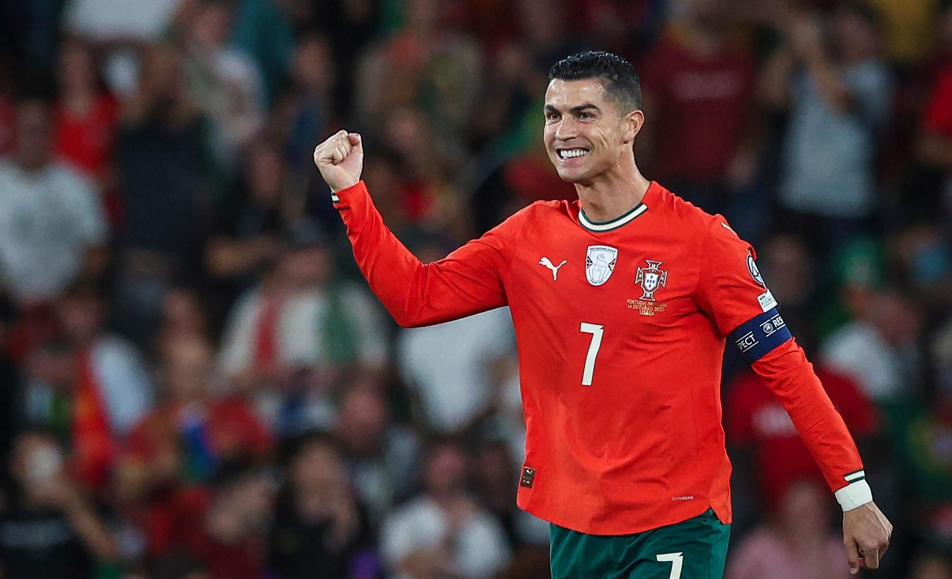 Cristiano Ronaldo celebrates record-breaking goal v Hungary