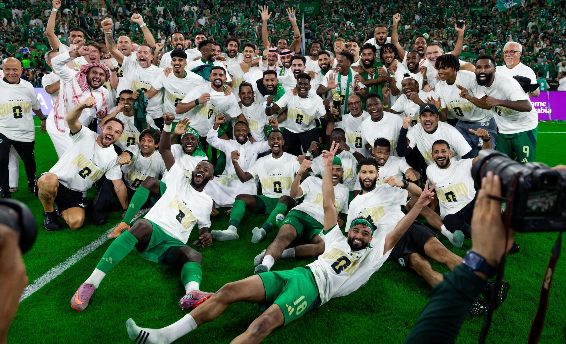Saudi Arabia celebrate on pitch after sealing spot at 2026 FIFA World Cup
