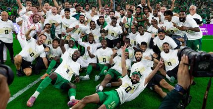 Saudi Arabia celebrate on pitch after sealing spot at 2026 FIFA World Cup