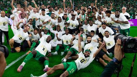 Saudi Arabia celebrate on pitch after sealing spot at 2026 FIFA World Cup