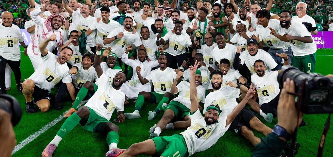 Saudi Arabia celebrate on pitch after sealing spot at 2026 FIFA World Cup