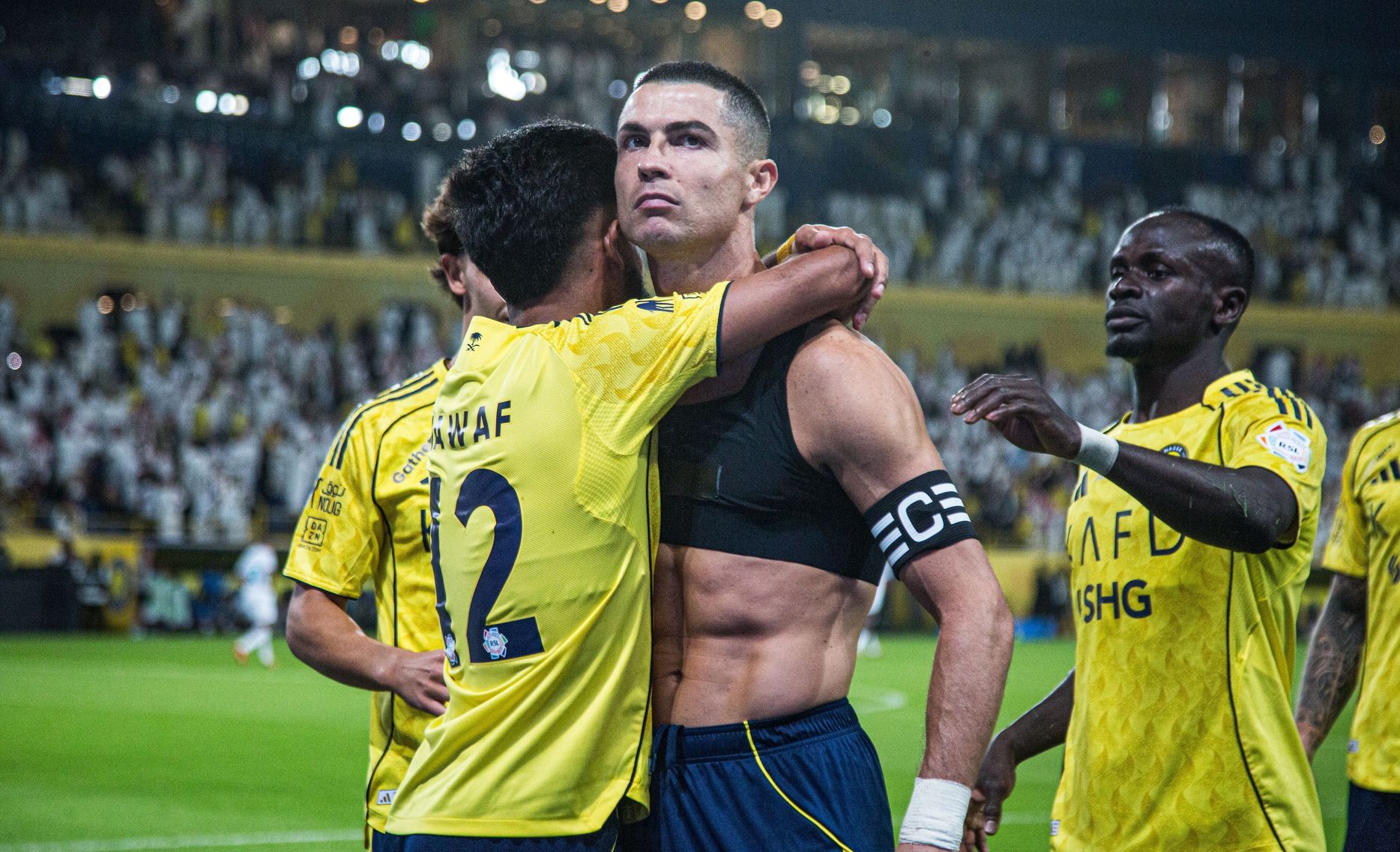 Al Nassr captain Cristiano Ronaldo celebrates goal v Al Fateh