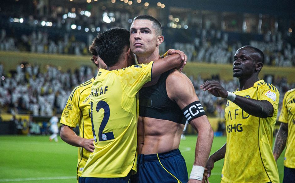 Al Nassr captain Cristiano Ronaldo celebrates goal v Al Fateh