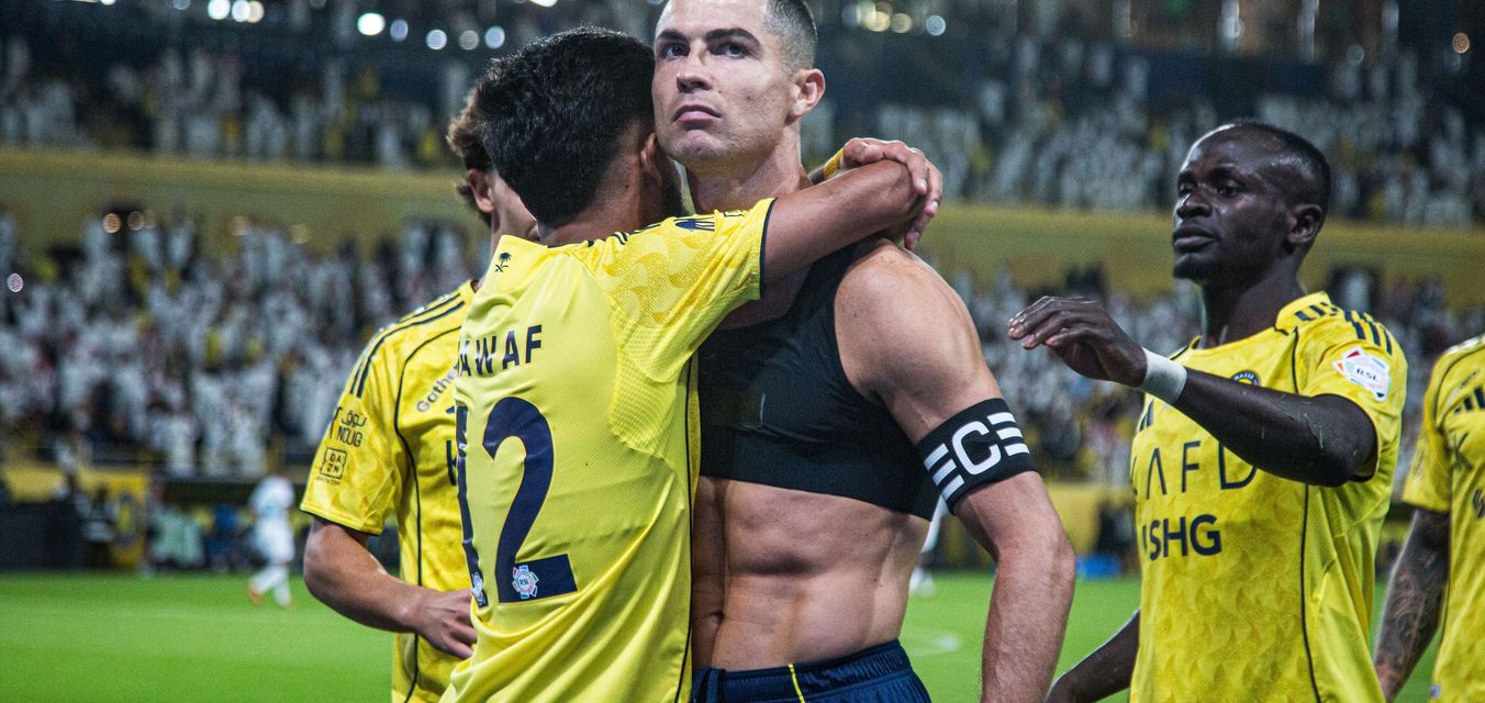 Al Nassr captain Cristiano Ronaldo celebrates goal v Al Fateh