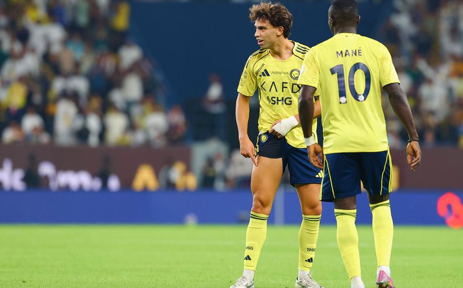 Joao Felix jokes with Al Nassr captain Cristiano Ronaldo following his rocket opener v Al Fateh