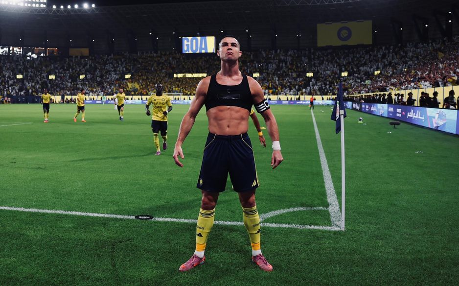 Al Nassr captain Cristiano Ronaldo celebrates his Goal of Week strike at home to Al Fateh