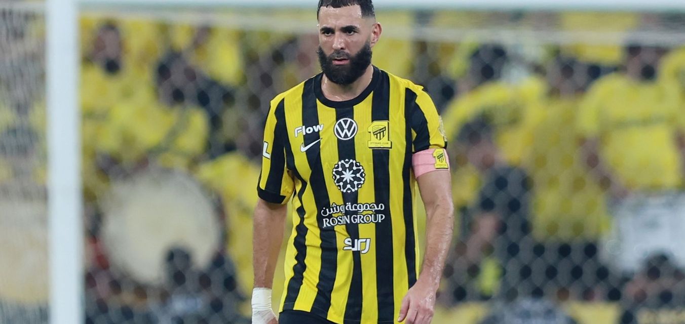 Al Ittihad captain Karim Benzema during Clasico v Al Hilal