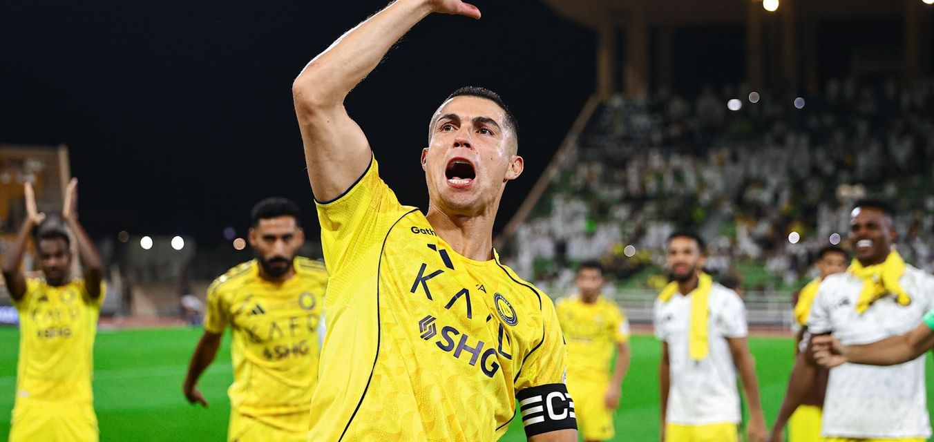 Cristiano Ronaldo celebrates Al Nassr win at Al Hazem