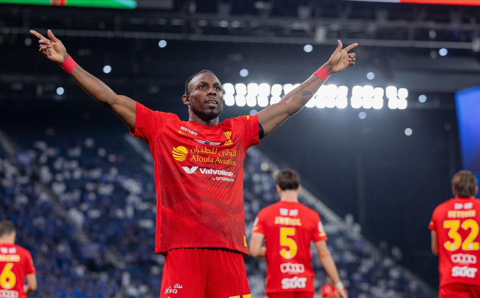 Al Qadsiah's Julian Quinones celebrates goal at Al Hilal
