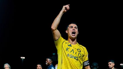 Cristiano Ronaldo celebrates Al Nassr win at NEOM SC