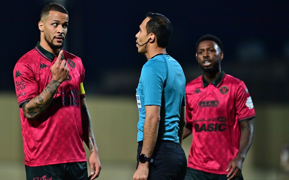 William Troost-Ekong (L) in the Ar Rass derby v Al Hazem