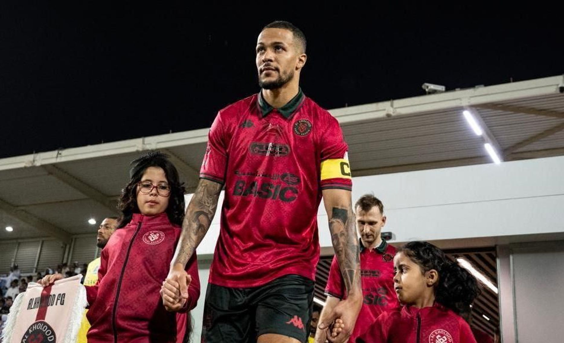 Al Kholood's William Troost-Ekong before Ar Rass Derby v Al Hazem