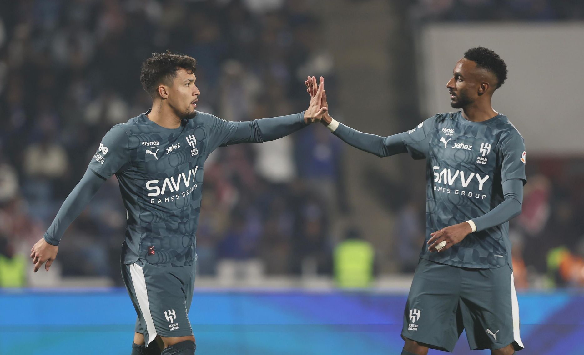 Marcos Leonardo (L) got Al Hilal's second of the night at Damac