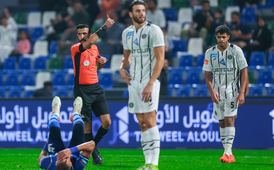 With Ali Makki (R) sent off around the hour mark at Al Fateh, Al Shabab were down to nine men
