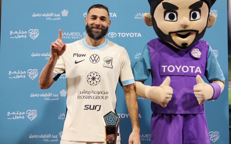 As if it was in doubt, Al Ittihad's Karim Benzema with his Man of the Match award at Al Kholood