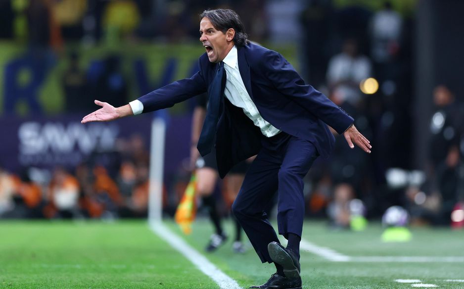 Simone Inzaghi, Al Hilal's demanding manager, urges his players on in Capital Derby v Al Nassr