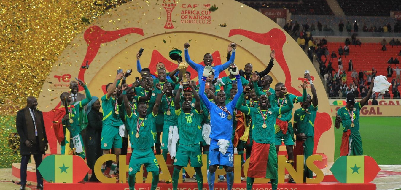 Sadio Mane, Kalidou Koulibaly, Edouard Mendy celebrate Senegal winning 2025 AFCON