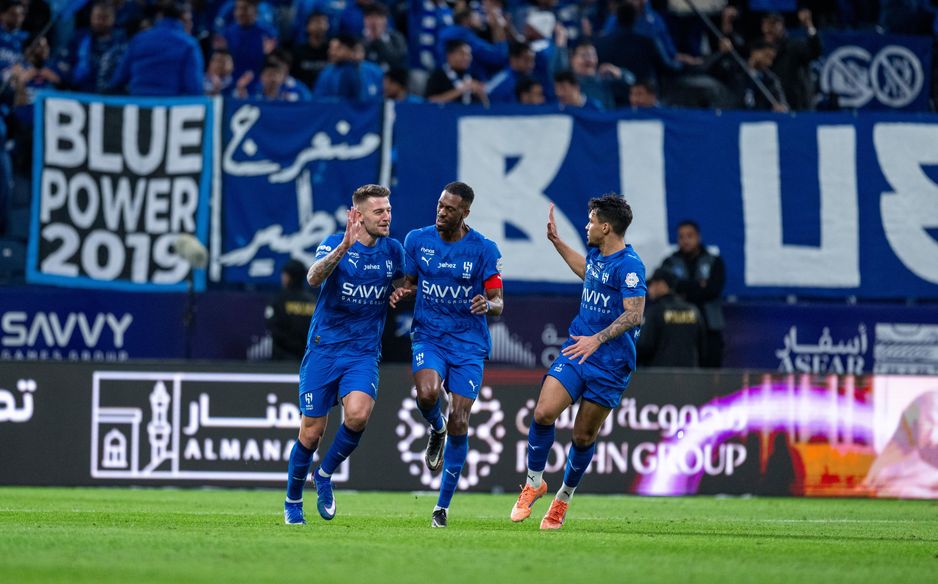 Al Hilal duo Sergej Milinkovic-Savic (L) and Mohammed Kanno (C) were both on the scoresheet v Al Fayha