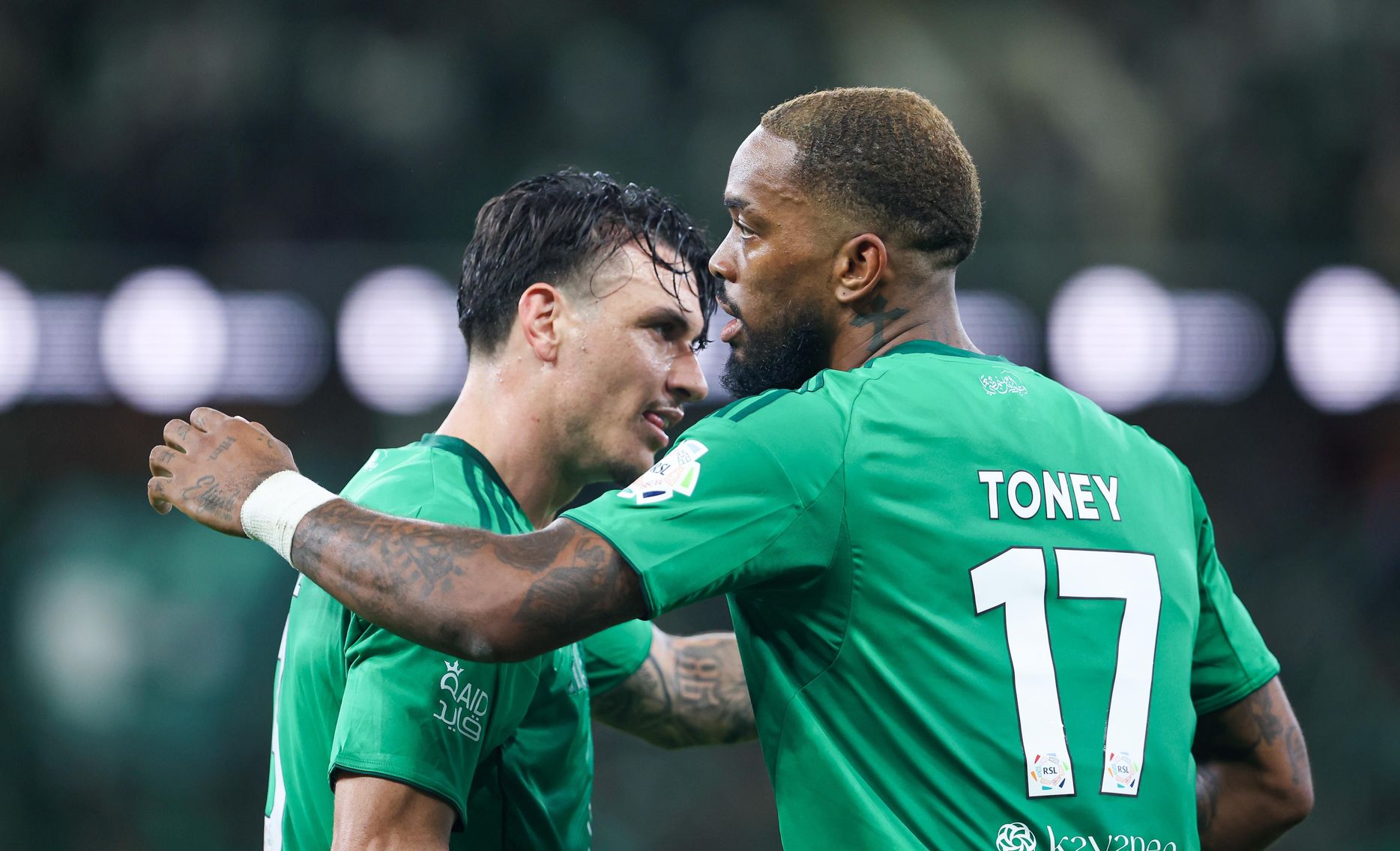 Al Ahli duo Roger Ibanez and Ivan Toney in the win at home to Al Khaleej