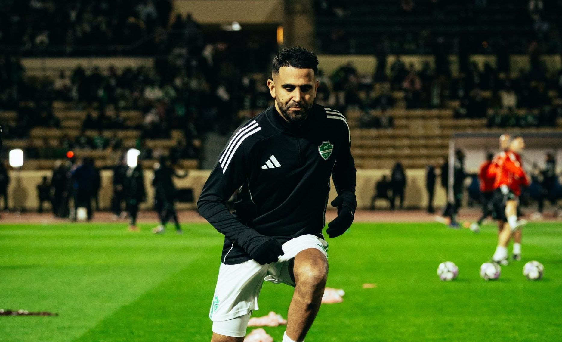 Al Ahli's Riyad Mahrez before the match at NEOM Sports Club