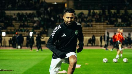 Al Ahli's Riyad Mahrez before the match at NEOM Sports Club