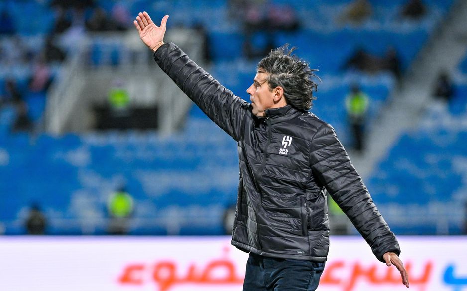 Al Hilal manager Simone Inzaghi watched his side's 13-match winning run in the RSL end at Al Riyadh