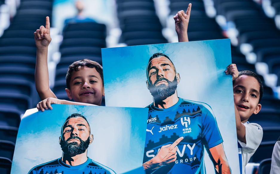Al Hilal fans celebrate the arrival of Karim Benzema to the club