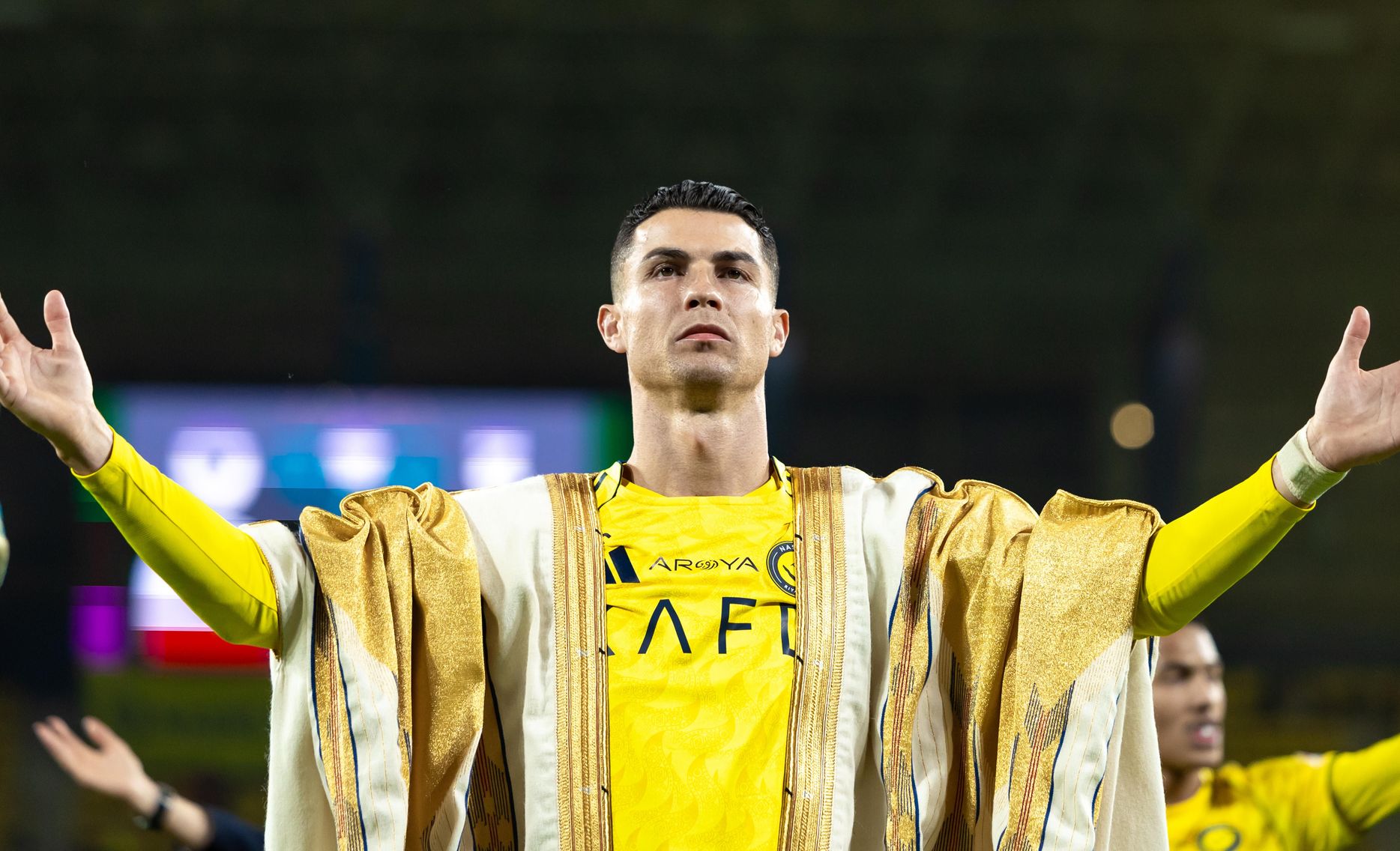 Al Nassr captain Cristiano Ronaldo celebrates win v Al Hazem