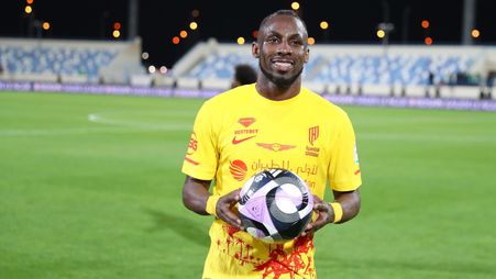 Julian Quinones after his hat-trick for Al Qadsiah at Al Okhdood