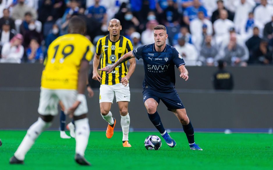 Serbian star Sergej Milinkovic-Savic in action v Al Ittihad in the Saudi Clasico